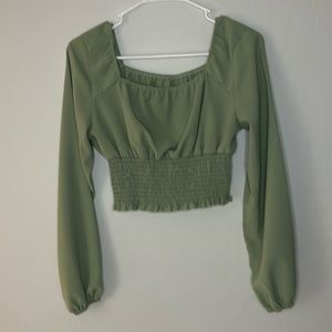 Green cropped blouse